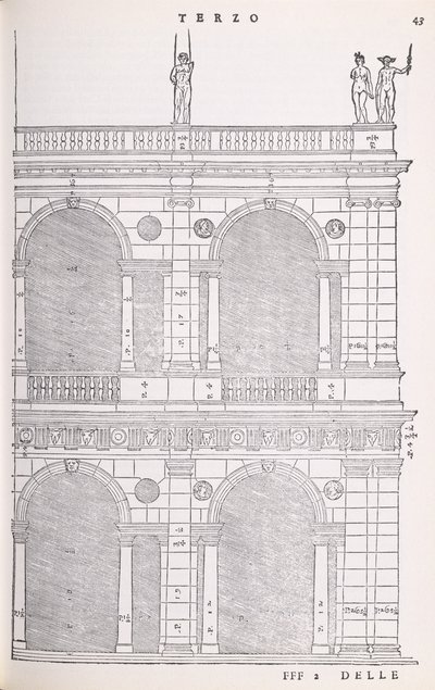 Elevation detail of the basilica in Vicenza, illustration from a facsimile copy of I Quattro Libri dell